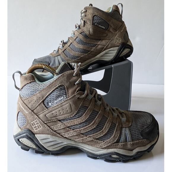 COLUMBIA Armitage Lane YL1098-033 Tan Gray Hiking Boots‎ Waterproof Women's 8.5 - Picture 1 of 13
